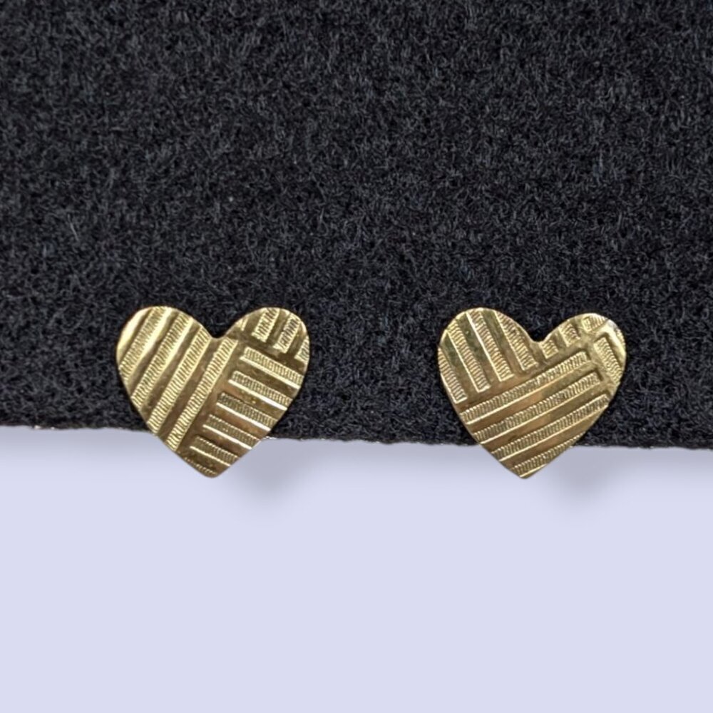 (2/$20) Vintage Metal Striped Heart Earrings